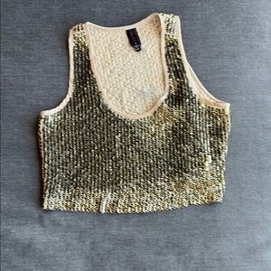 RAGA Gold Sequin Crop Top